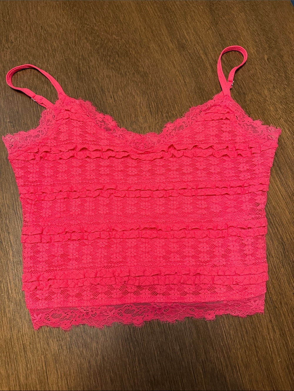Willow Hot Pink Lace Ruffle Cami
